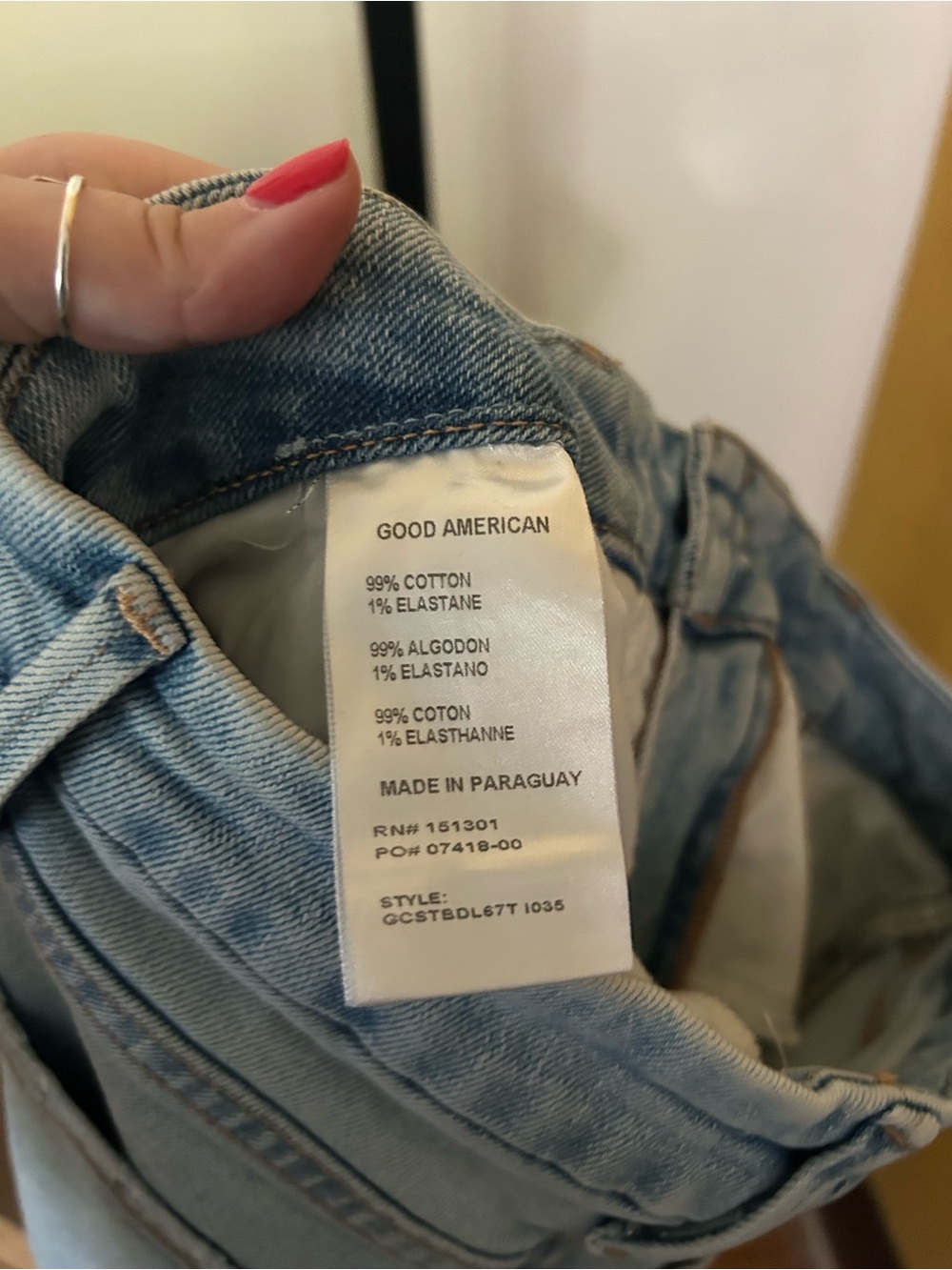 Good American Good Curve Straight Jeans High Rise Distressed Light Wash 4/27 - Picture 6 of 7